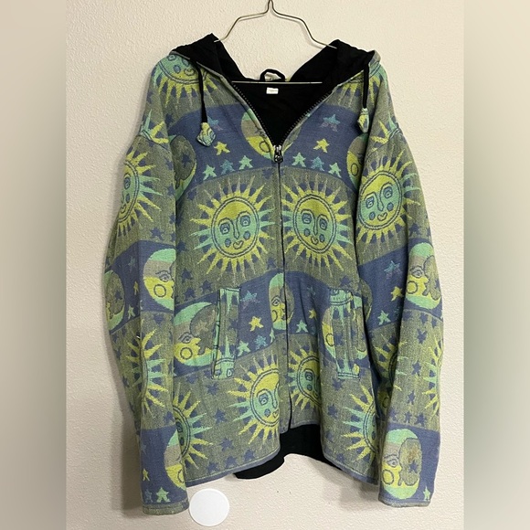 Jackets & Blazers - Fun Vintage 80s 90s Blue & Green Novelty Jacket